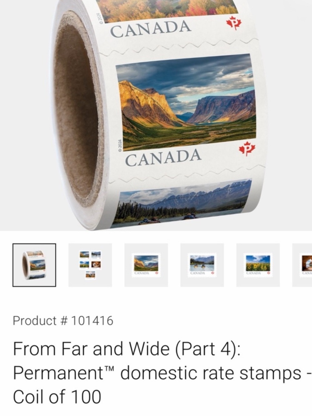 Bulk Pack: 10 Rolls (1000) Canada
Post, Permanent Stamps